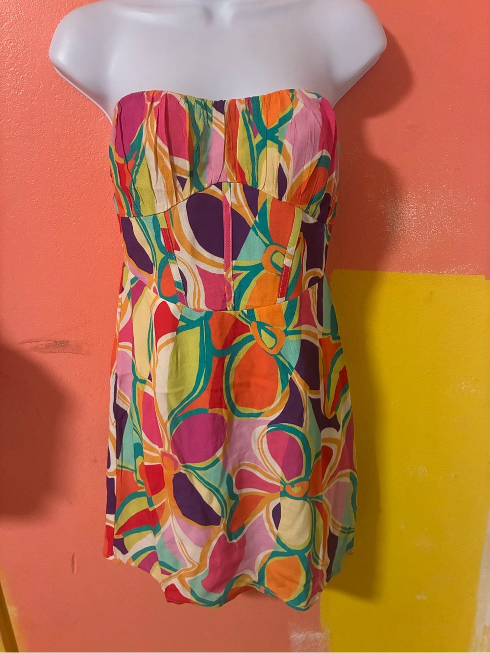 Strapless Multicolor Floral Print Sundress